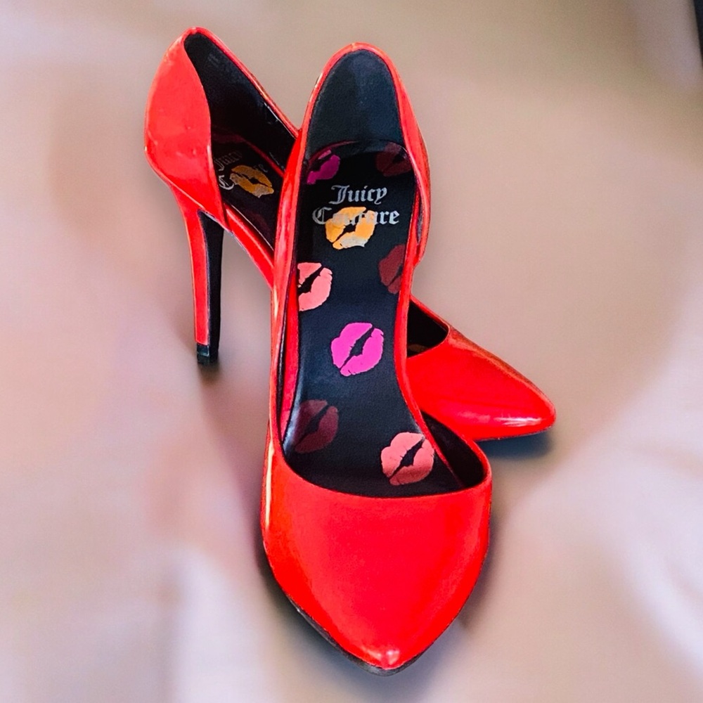 Juicy Couture Heels Red Kisses Signature Heels Size 6.5